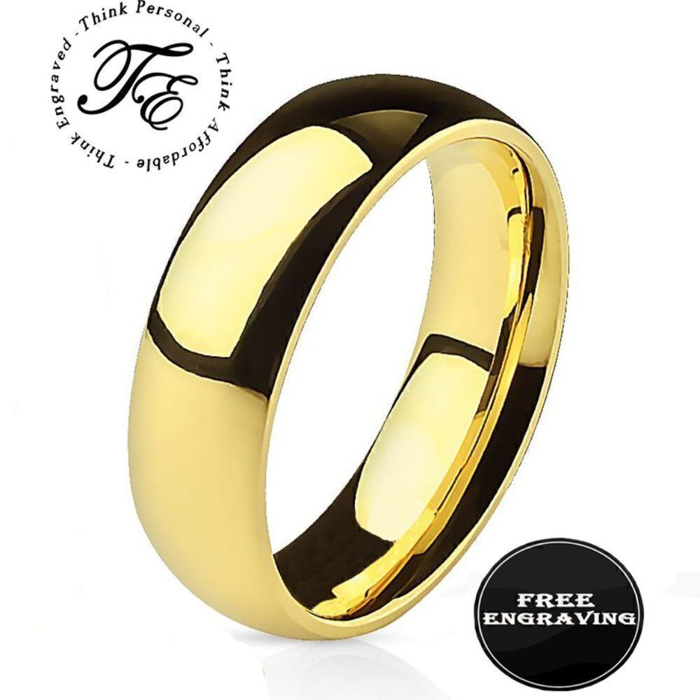 Personalized Engraved Men's Gold Promise Ring - Handwriting Ring - Gold Promise